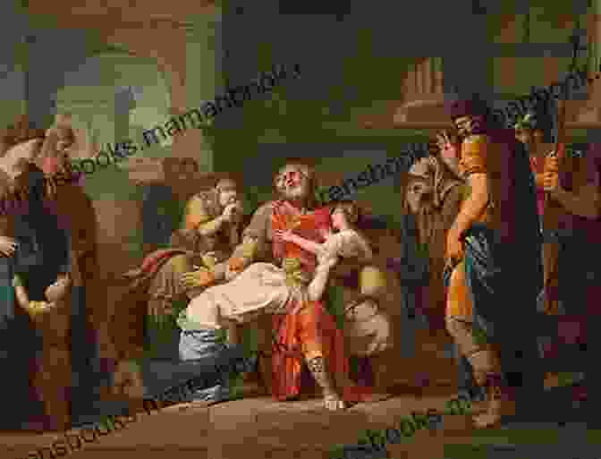 A Dramatic Painting Depicting The Blind Oedipus Seated On A Stone Altar, Surrounded By His Daughters Antigone And Ismene. Theban Plays The The: Oedipus At Colonus Oedipus Rex Antigone